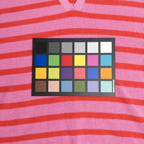 LOFT Stripe Textured Split Neck Sweater Womens Medium Pink Burst Cotton Preppy - Picture 15 of 16